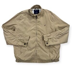 Nautica Harrington Field Jacket Men's XL Brown Full Zip Pockets Chore Barn Coat